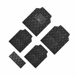 GoMechanic Standard PVC Diamond Shape Grass Mat Universal for All Passenger Vehicles (18mm,Full Black)